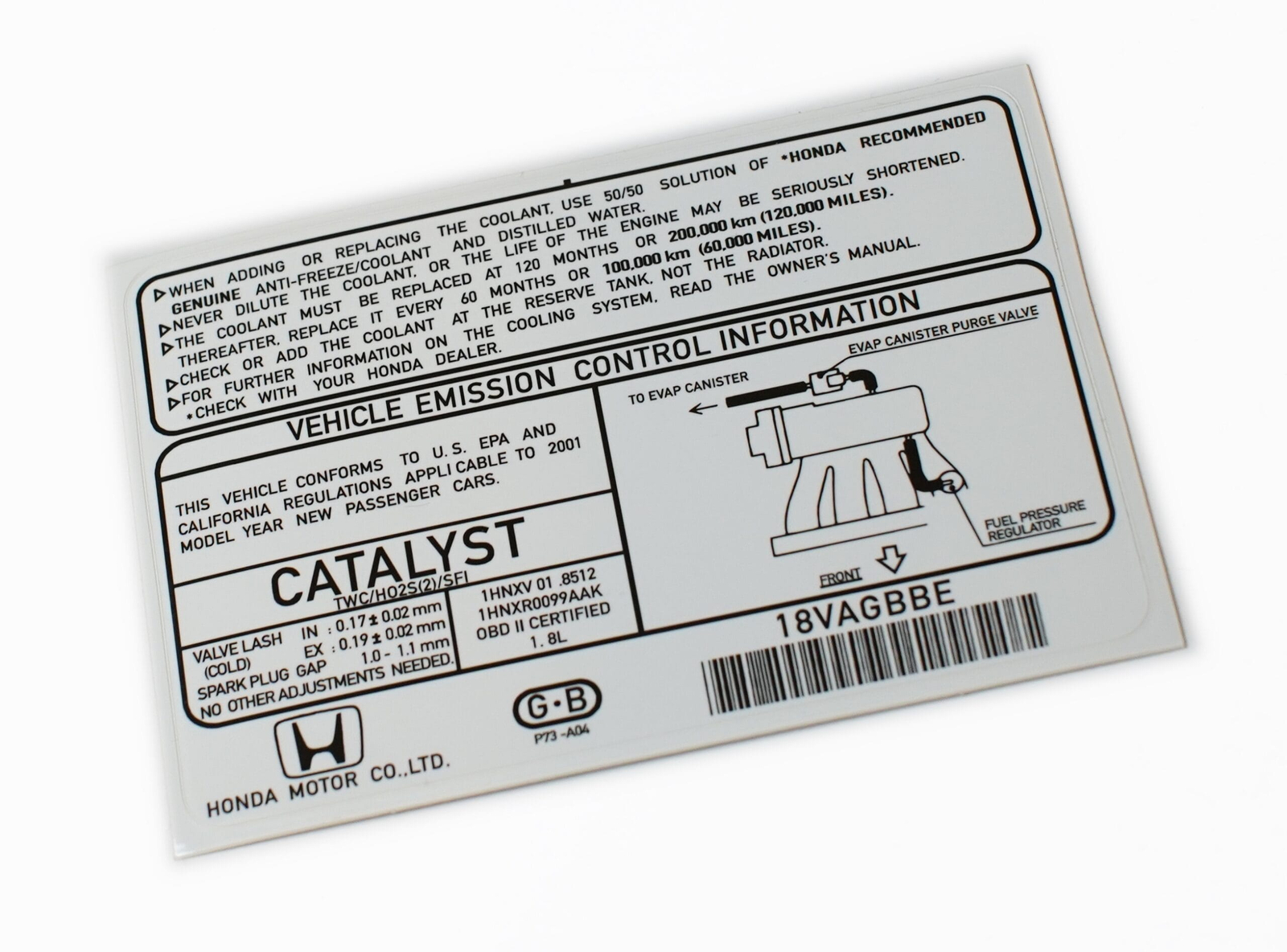 Emissions Control Sticker Racing History Company